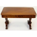 EARLY VICTORIAN MAHOGANY LIBRARY TABLE, rectangular moulded edge above two dummy and two frieze