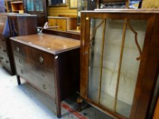 ASSORTED OCCASIONAL FURNITURE including three-drawer chests, 1930s china cabinet, Davenport desk,