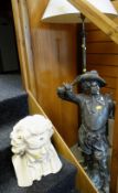 ASSORTED SCULPTURE & STANDARD LAMP including plaster bust of Beethoven and large spelter figure of