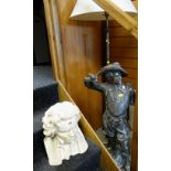 ASSORTED SCULPTURE & STANDARD LAMP including plaster bust of Beethoven and large spelter figure of