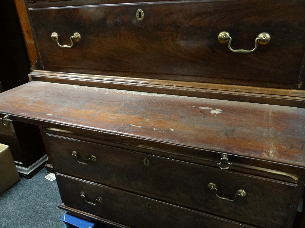 GEORGE III MAHOGANY TALLBOY CHEST, dentil cornice with blind fret frieze and canted corners, - Image 2 of 45