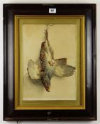 19TH CENTURY SCHOOL watercolour - still life of partridge, signed with monogram and dated 1885,