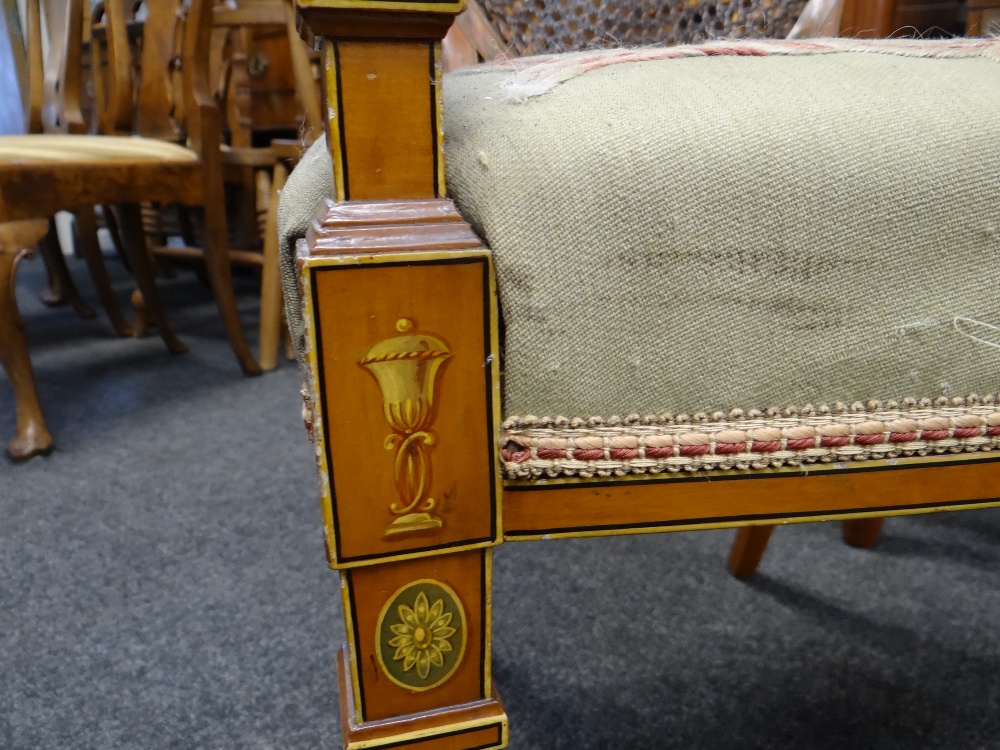 FINE SET OF THREE EDWARDIAN SATINWOOD & POLYCHROME DECORATED CHAIRS, in the Sheraton revival- - Image 20 of 37