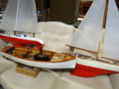 THREE RADIO-CONTROLLED POND BOATS comprising two yachts and a steam launch (3) Condition Report: