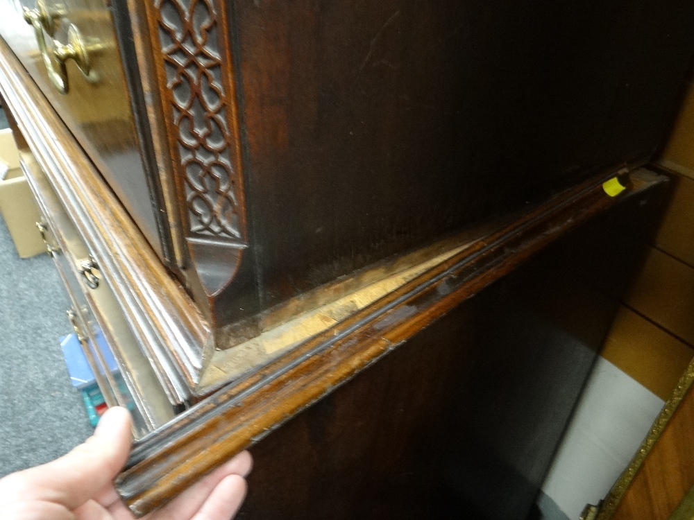 GEORGE III MAHOGANY TALLBOY CHEST, dentil cornice with blind fret frieze and canted corners, - Image 37 of 45