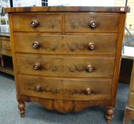 VICTORIAN WALNUT BOW FRONT CHEST fitted two short and three graduated long drawers, 121 x 57 x 125.