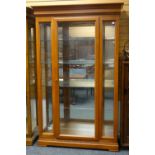 MODERN VICTORIAN-STYLE CHINA CABINET, cavetto cornice above glazed central door, 122cms wide