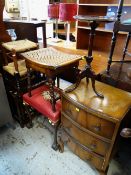 ASSORTED OCCASIONAL FURNITURE including two rush seated footstools, cane footstool, dressing