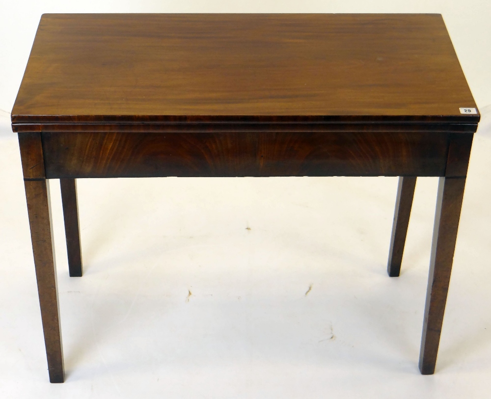 REGENCY MAHOGANY & EBONY STRUNG GATELEG TEA TABLE, folding rectangular top over square tapering - Image 2 of 2