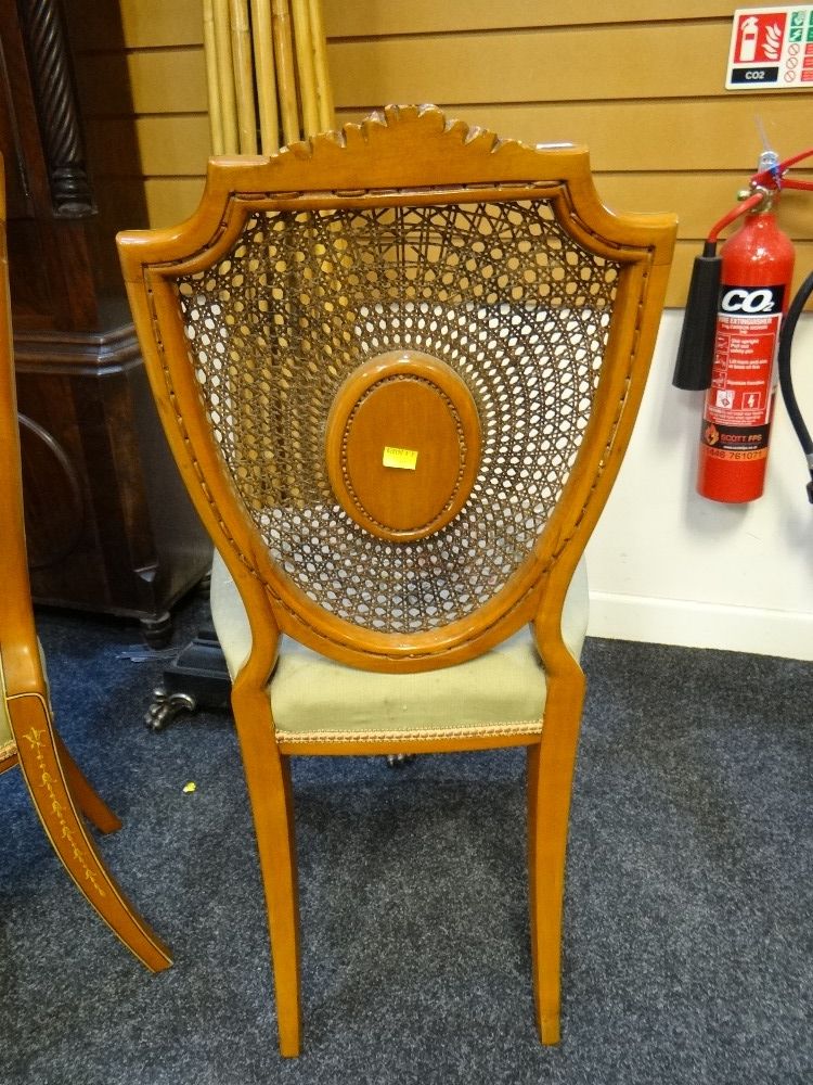 FINE SET OF THREE EDWARDIAN SATINWOOD & POLYCHROME DECORATED CHAIRS, in the Sheraton revival- - Image 33 of 37