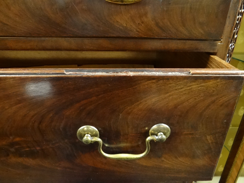 GEORGE III MAHOGANY TALLBOY CHEST, dentil cornice with blind fret frieze and canted corners, - Image 4 of 45