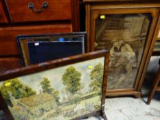 LATE VICTORIAN ROSEWOOD MARQUETRY MUSIC CABINET with later needlework glazed door, needlepoint