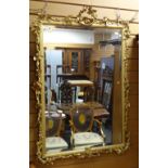 VICTORIAN GILT GESSO RECTANGULAR WALL MIRROR, moulded frame with applied fruiting vine, vine