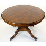 STYLISH VICTORIAN-STYLE CIRCULAR WALNUT EXTENDING DINING TABLE fan veneered top with perimeter