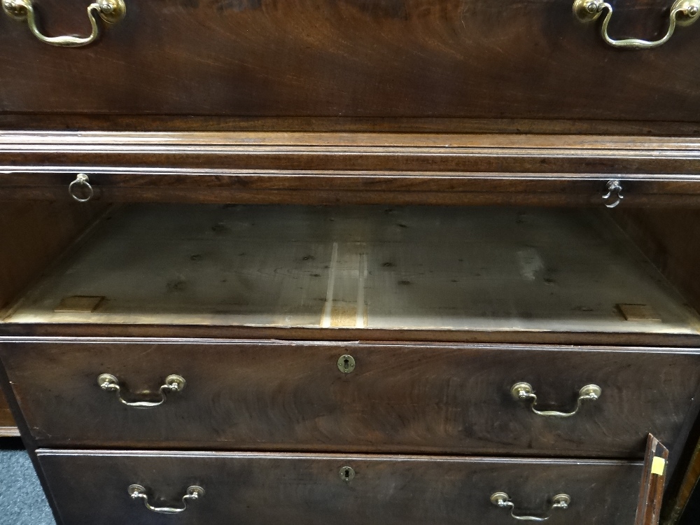 GEORGE III MAHOGANY TALLBOY CHEST, dentil cornice with blind fret frieze and canted corners, - Image 14 of 45