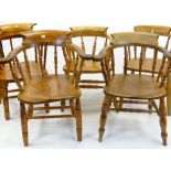 FIVE SIMILAR SMOKERS CHAIRS, variosly in elm, pine and beech (5)