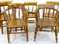 FIVE SIMILAR SMOKERS CHAIRS, variosly in elm, pine and beech (5)