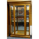 MODERN VICTORIAN-STYLE CHINA CABINET, cavetto cornice above glazed central door, 122cms wide