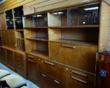 TWO SUITES OF MID-CENTURY STYLE TEAK MODULAR CABINET FURNITURE