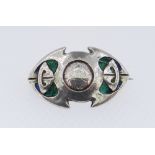 ART NOUVEAU SILVER & ENAMEL BROOCH by William Hair Haseler, Birmingham 1908, in the Liberty style of