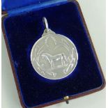 BOXED SILVER WELSH PONY & COB SOCIETY MEDAL, by Mappin & Webb, Birmingham 1913, decorated with