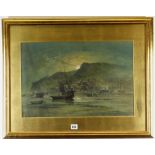 ALFRED PARKMAN watercolour - Mumbles under moonlight, entitled 'Mumbles', signed and indistinctly