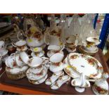 COLLECTION OF ROYAL ALBERT 'OLD COUNTRY ROSES' TEA & COFFEE WARES with two boots table bell ETC