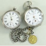 TWO SILVER POCKET WATCHES comprising H. E. Peck London Pioneer Lever key wind pocket watch