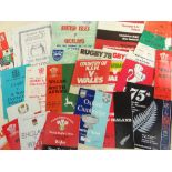 SEVEN FOLDERS OF RUGBY UNION PROGRAMMES 1960s / 1970s including Wales International and tour
