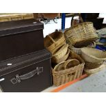 COLLECTION OF RURAL WICKER & OTHER WOVEN BASKETS together with a collection of ethnic woven bags,