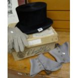 VINTAGE GENTLEMAN'S ACCESSORIES comprising good Christy's top hat in cardboard box with associated