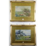 C. KIPLING pair of watercolours - river meadow landscapes with cows, 24 x 34cms