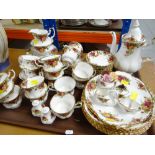 ROYAL ALBERT 'OLD COUNTRY ROSES' TEA SERVICE including teapot, sandwich plates, dinner plates, cups,