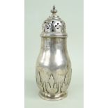 GEORGE V SILVER SUGAR CASTER OR MUFFINEER, E S Barnsley & Co., Birmingham 1912, of heavy gauge and