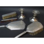 EDWARD VIII SILVER VANITY SET, BIRMINGHAM 1948-49, with engine turned decoration and initialled
