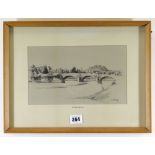 E J MAYBERY pencil drawing - titled to mount 'Caerleon', signed, 15 x 25cms