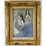 FOLLOWER OF MARIE LAURENCIN (1885 - 1956), oil on board - Leda and the Swan with mermaids, bears