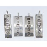 FOUR SIMILAR SILVER INGOT PENDANTS, 122.4gms (4)