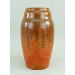 PILKINGTON'S ROYAL LANCASTRIAN POTTERY VASE, mottled orange and caramel, impressed marks, initials