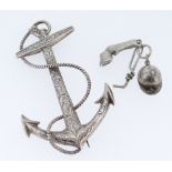 SILVER JEWELLERY comprising a Victorian silver bar brooch in the form of a fouled anchor, Birmingham