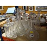 ASSORTED MODERN & CUT GLASS DECANTERS (12)