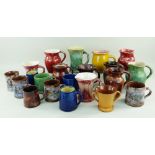 ASSORTED EWENNY POTTERY JUGS & MUGS including a pair of tapering mugs, three Edward VIII