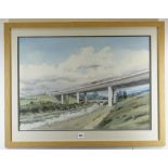 SIDNEY FERRIS OF FREEMAN FOX & PARTNERS architectural drawing with watercolour - 'Ogmore Viaduct',