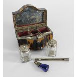 GEORGE III TORTOISESHELL SERPENTINE LADIES WRITING BOX circa 1820, fitted interior including