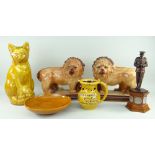 EWENNY POTTERY, STAFFORDSHIRE LIONS & WWI CENTENARY FIGURINE, comprising named and dated (1942)