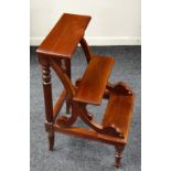 REPRODUCTION MAHOGANY THREE-STEP LIBRARY LADDER, 81cms high