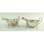 PAIR OF GEORGE VI SILVER SAUCE BOATS, SHEFFIELD 1940, BY EDWARD VINER cut card rims on three hoof