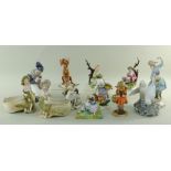 SMALL COLLECTION OF CONTINENTAL PORCELAIN FIGURINES including Royal Copenhagen figure of a girl