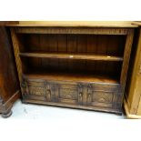 REPRODUCTION PRIORY-TYPE OAK BOOKCASE, adjustable shelves, 127 x 27 x 97cms
