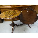 TWO OCCASIONAL TABLES, comprising a Victorian burr walnut and marquetry games table, with inlaid